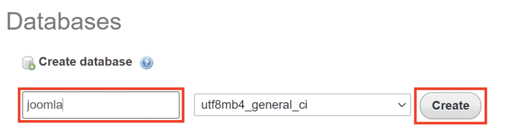 Phpmyadmin Create A New Joomla Database