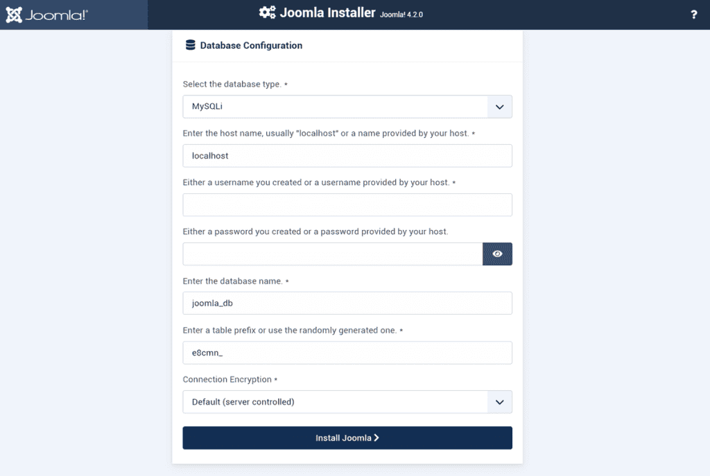 Softaculous Install Joomla Third Step