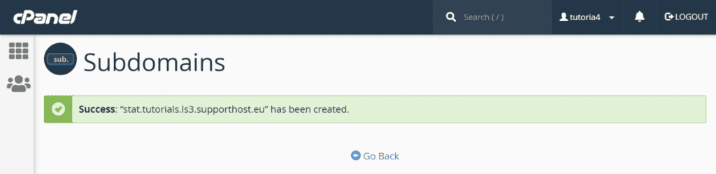 Subdomain Created Successfully