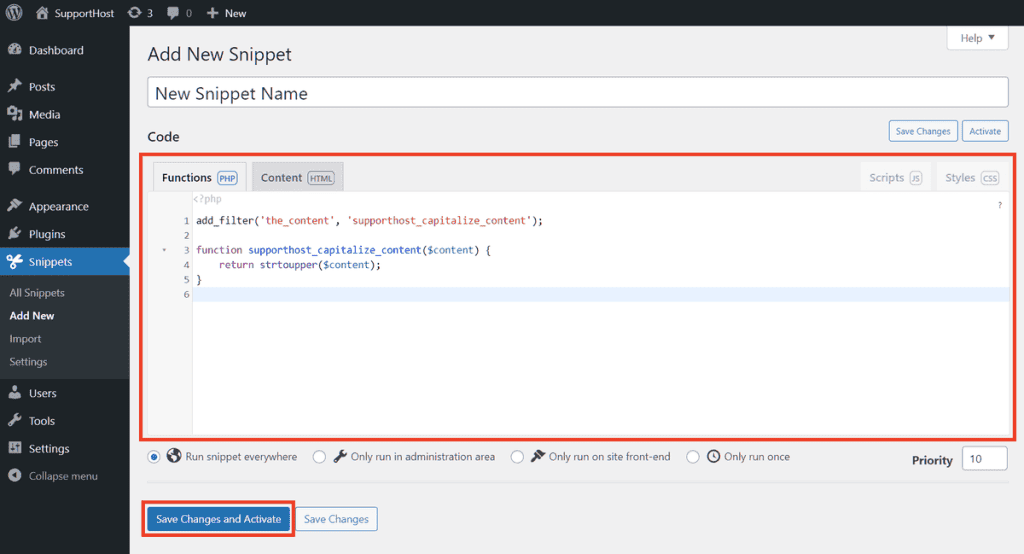 Code Snippet Rel Atribute Function