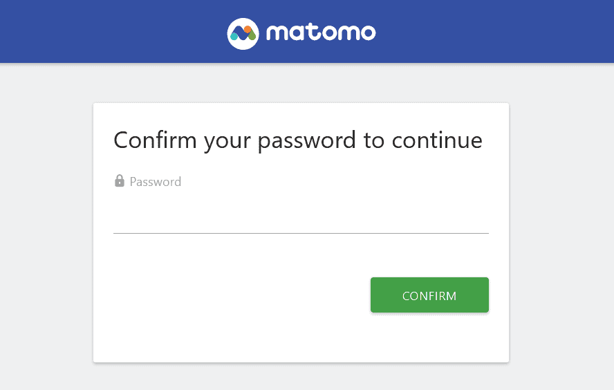 Confirm Matomo Password