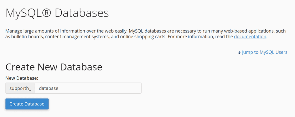 Cpanel Create A New Database