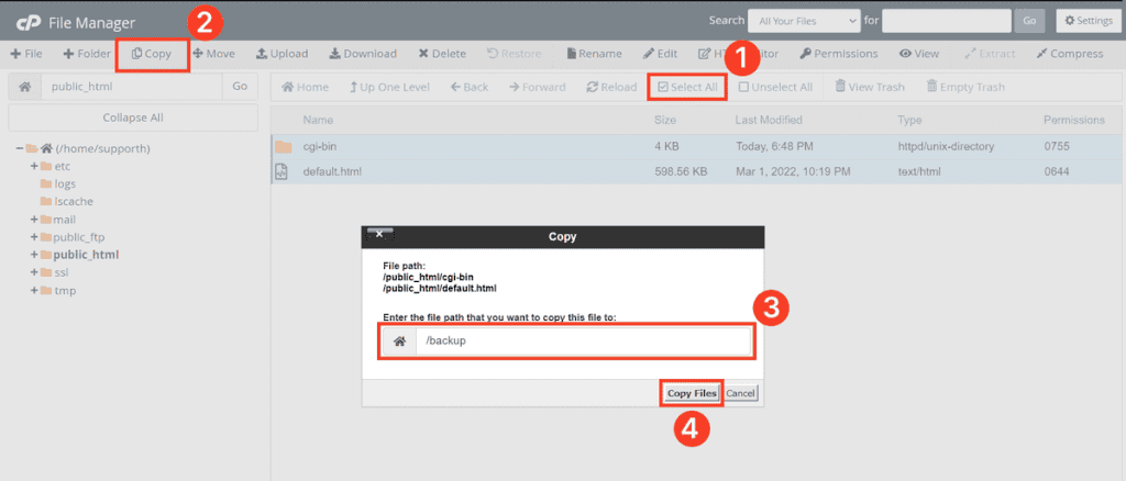 Cpanel Select And Copy All Files