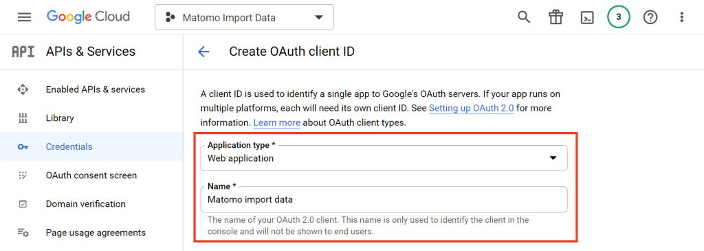 Create Oauth Client Id