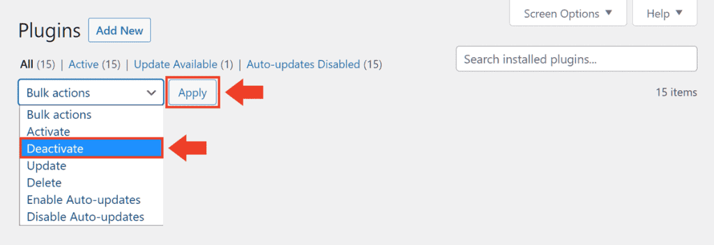 Deactivate All Plugins Before Updating WordPress