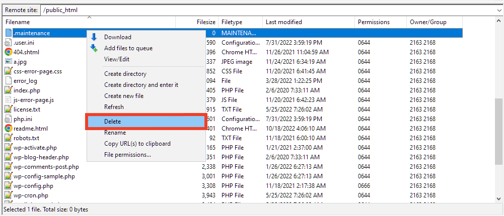 Delete File Maintenance From Server