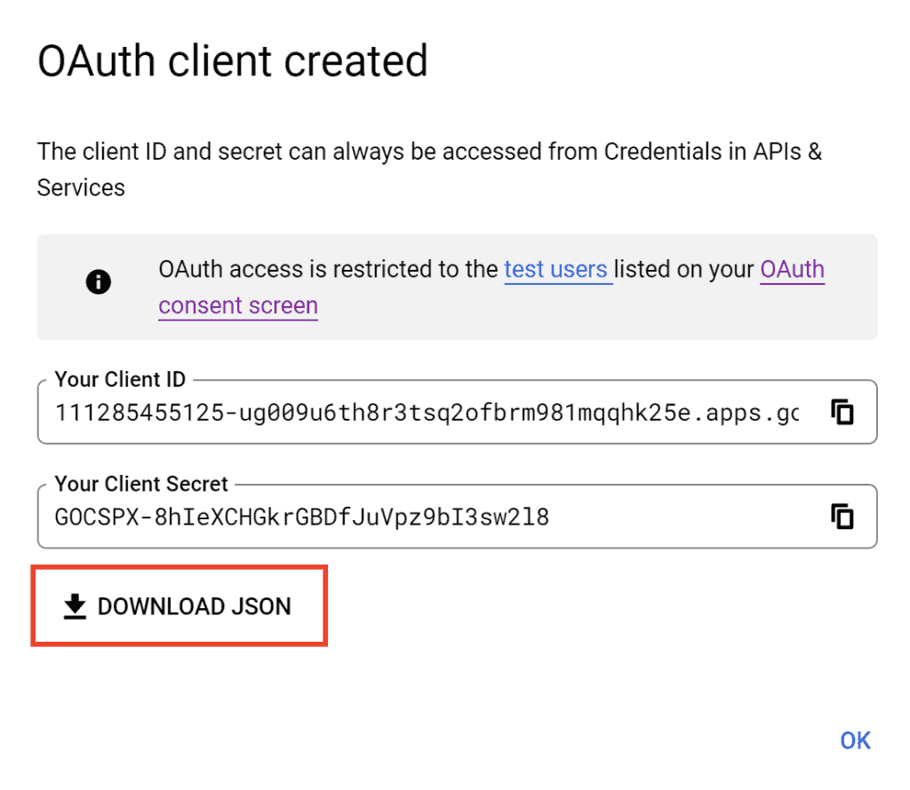 Download Oauth Client Json File