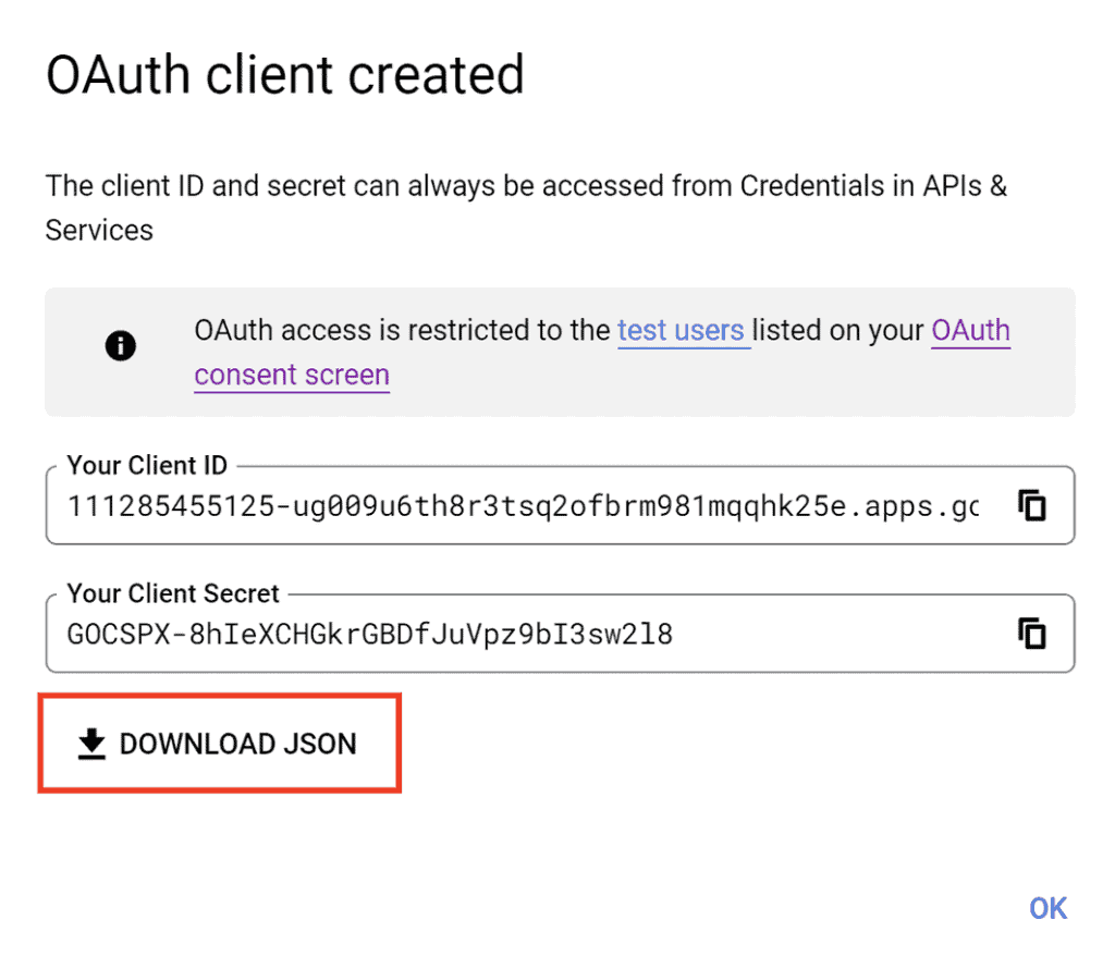 Download Oauth Client Json File