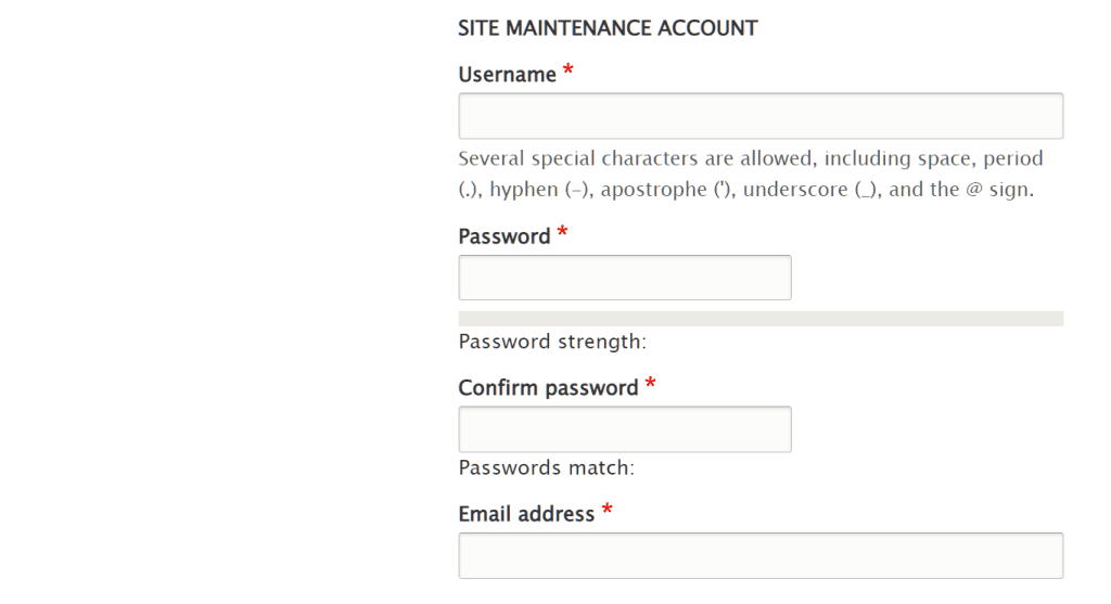 Drupal Site Maintenance Account