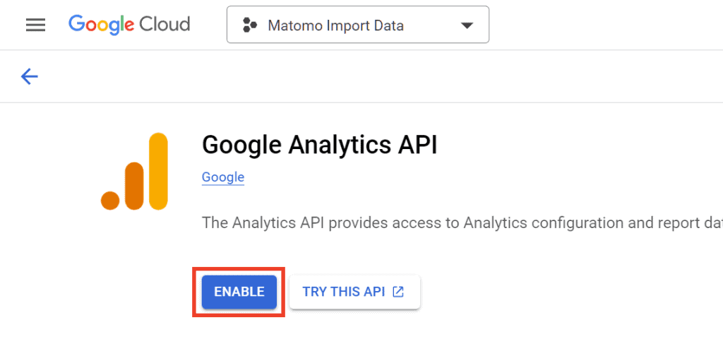 Enable Google Analytics Api