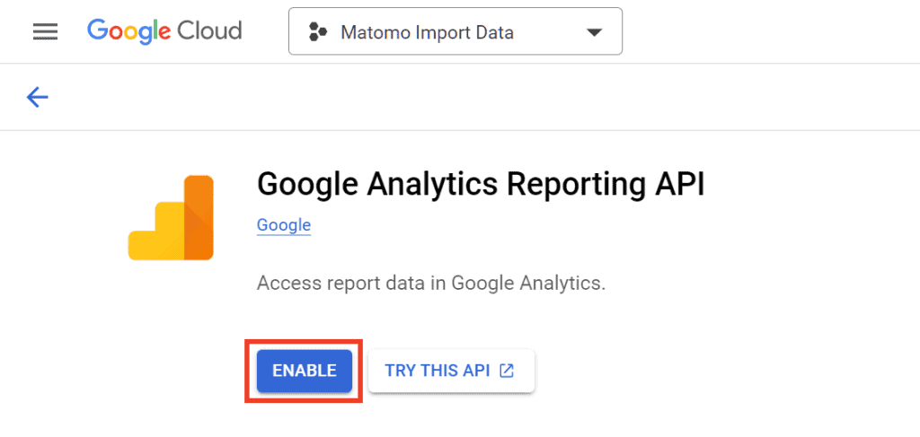 Enable Google Analytics Reporting Api