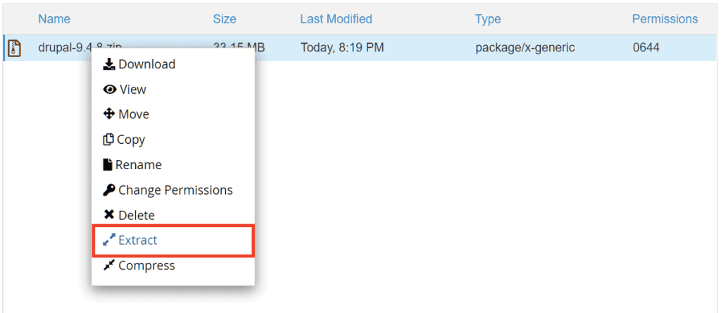 Extract Drupal Zip File With A File Manager