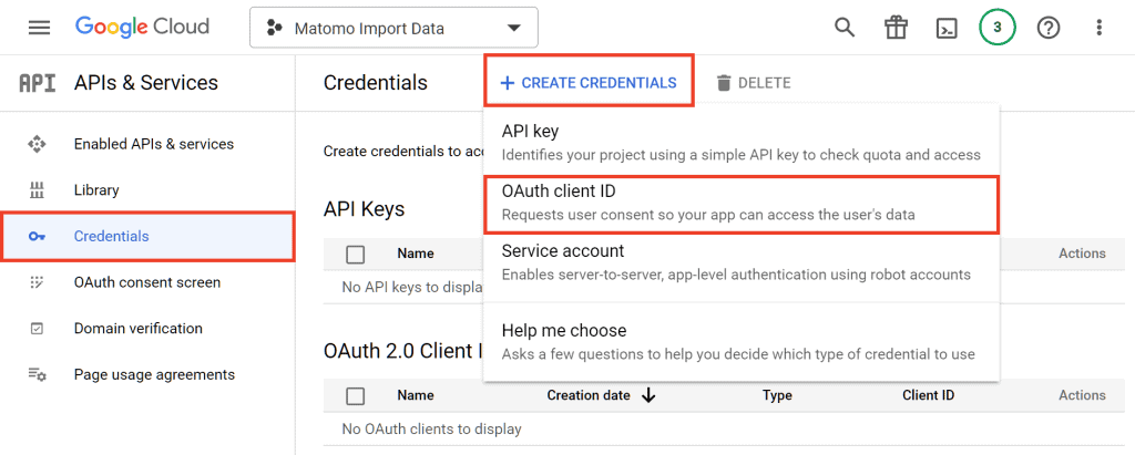 Google Api Create Credentials