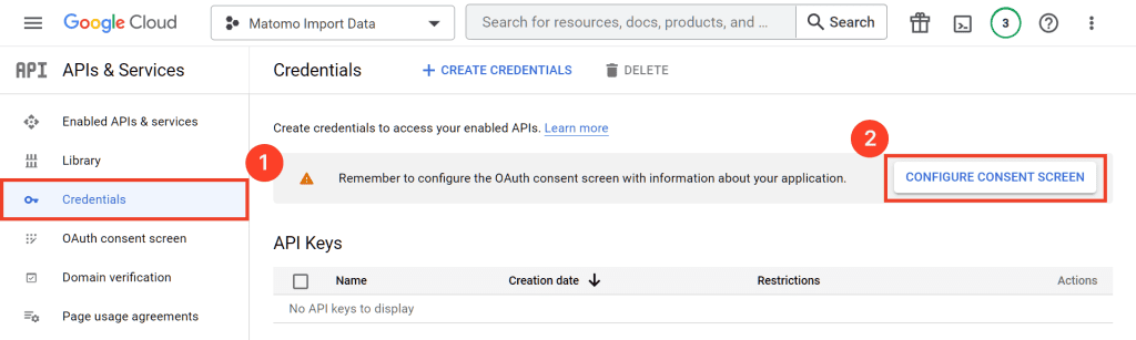 Google Cloud Credentials Configure Consent Screen