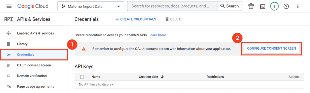 Google Cloud Credentials Configure Consent Screen