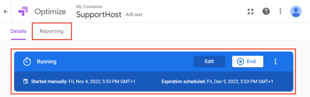 Google Optimize Ab Test Running