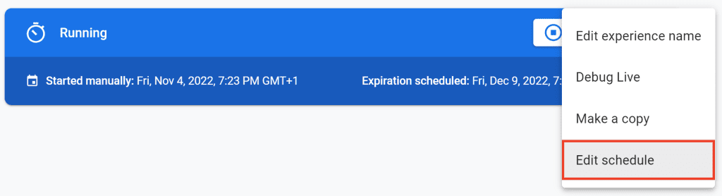 Google Optmize Schedule Settings
