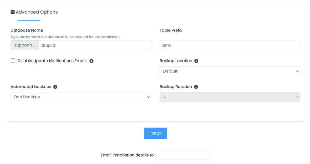 Install Drupal Advanced Configuration Settings