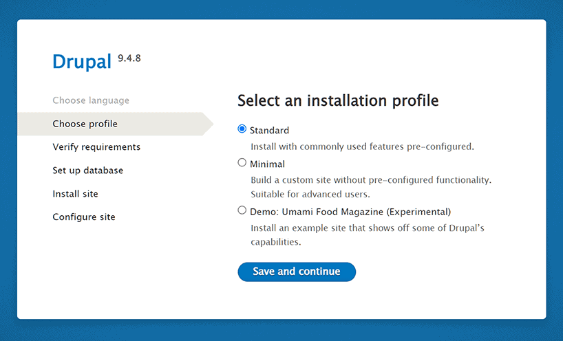 Install Drupal Chose Profile