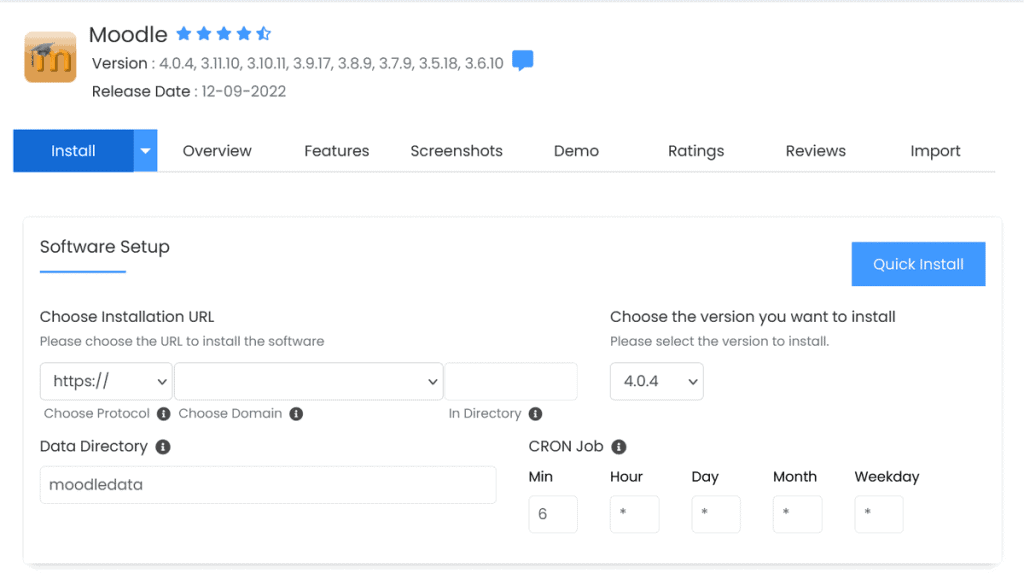 Install Moodle With Softaculous General Settings