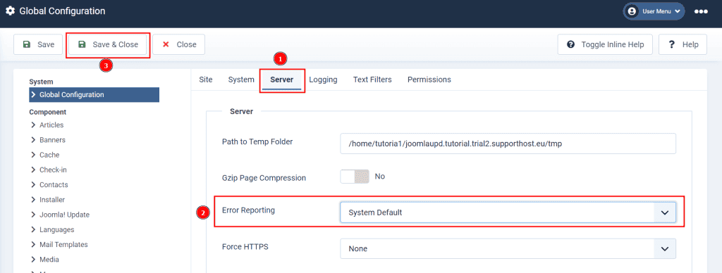 Joomla 4 Deactivate Error Reporting