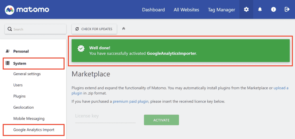 Matomo Google Analytics Importer