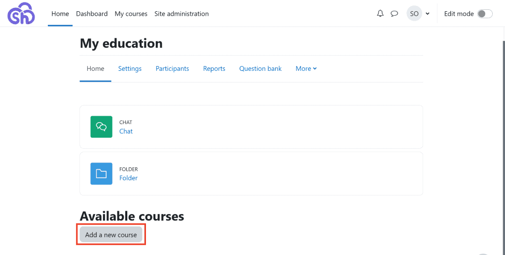 Moodle Add A New Course