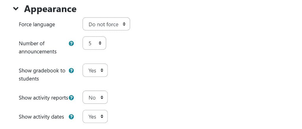 Moodle Add Course Appearance