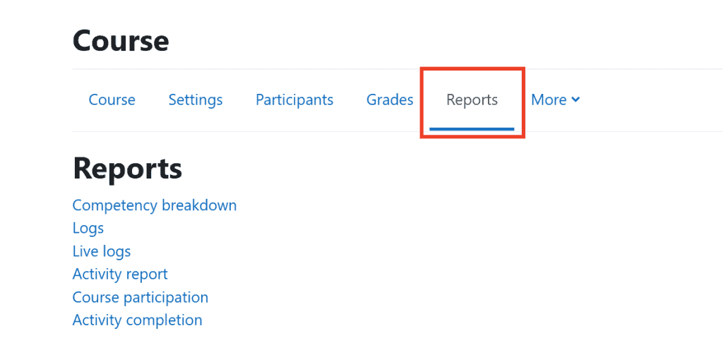 Moodle Course Reports