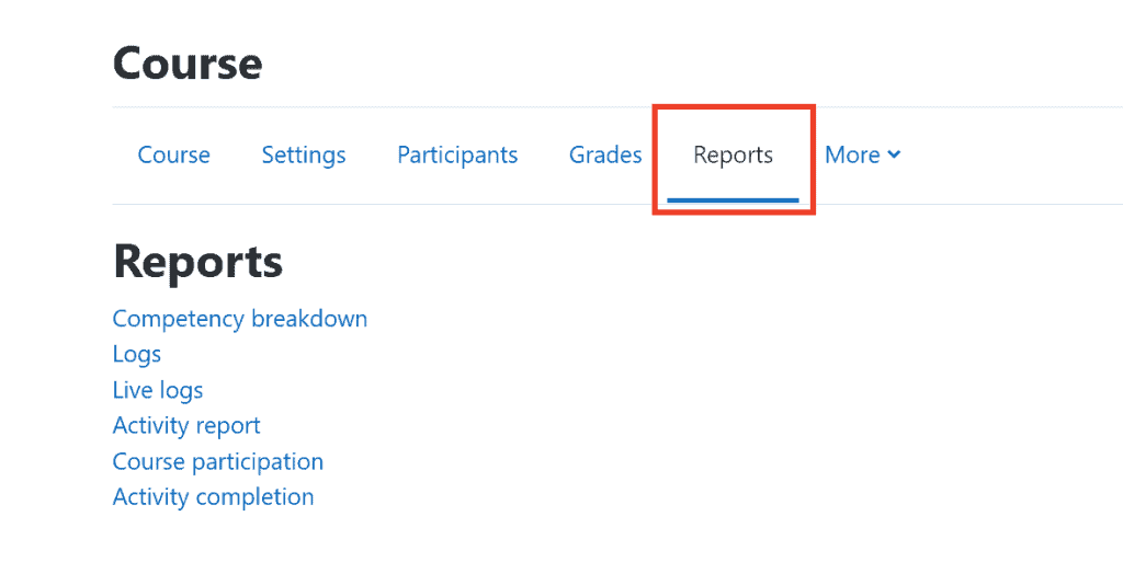 Moodle Course Reports