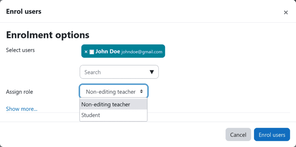 Moodle Enrol User Add A Teacher