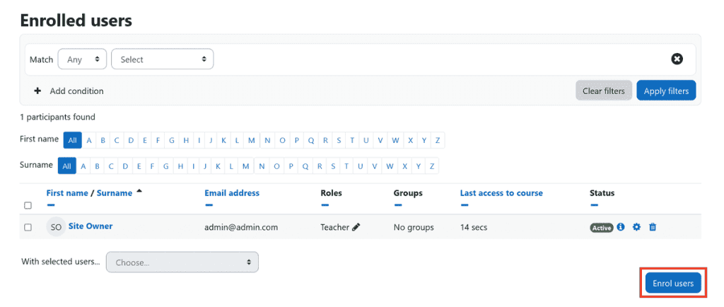 Moodle Enrolled Users