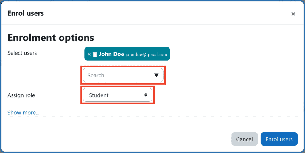 Moodle Enrolment Options