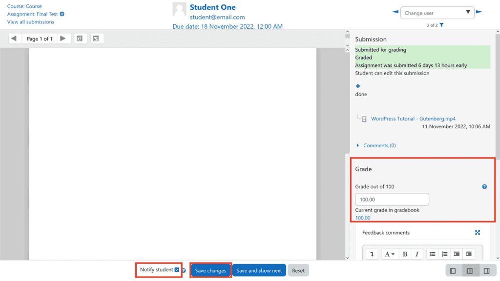 Moodle Grade Assignment