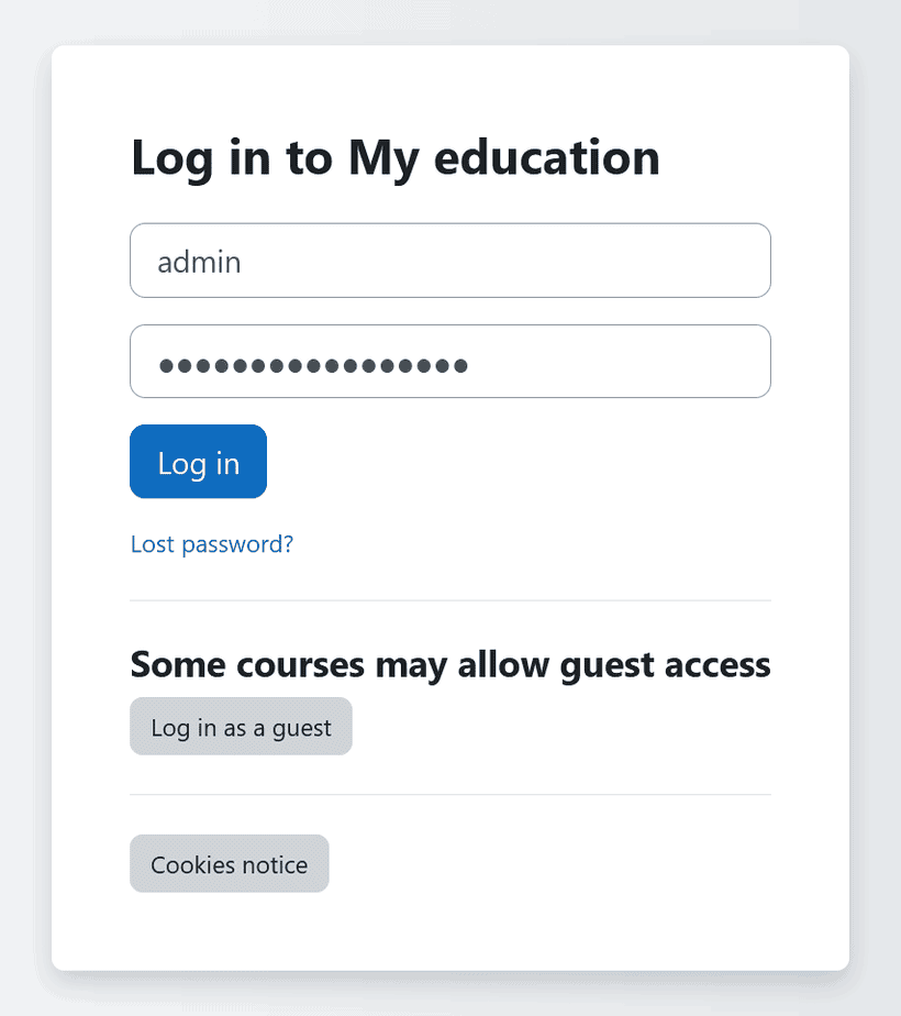 Moodle Login Form