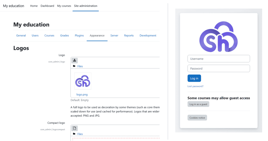 Moodle Logo And Login Form Settings