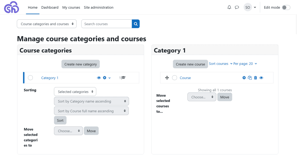 Moodle Manage Course Categories And Course