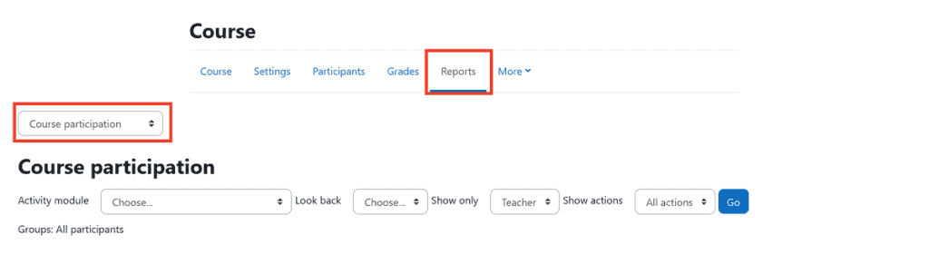 Moodle Reports Course Partecipation