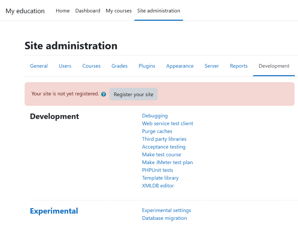 Moodle Site Administration Development