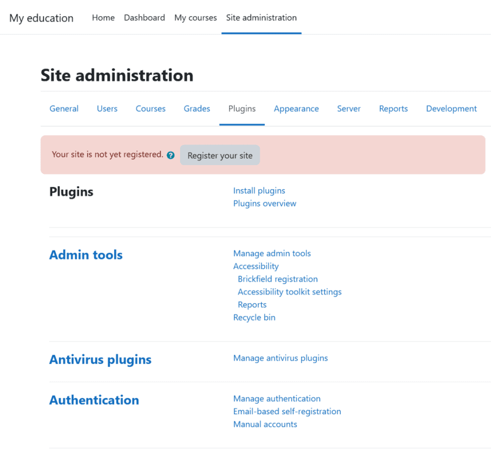 Moodle Site Administration Plugins