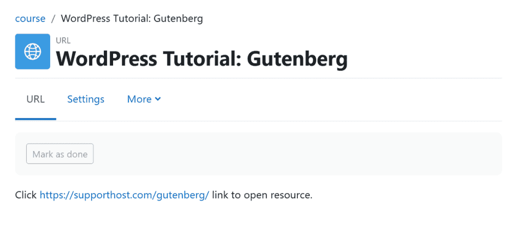 Moodle Url Resource