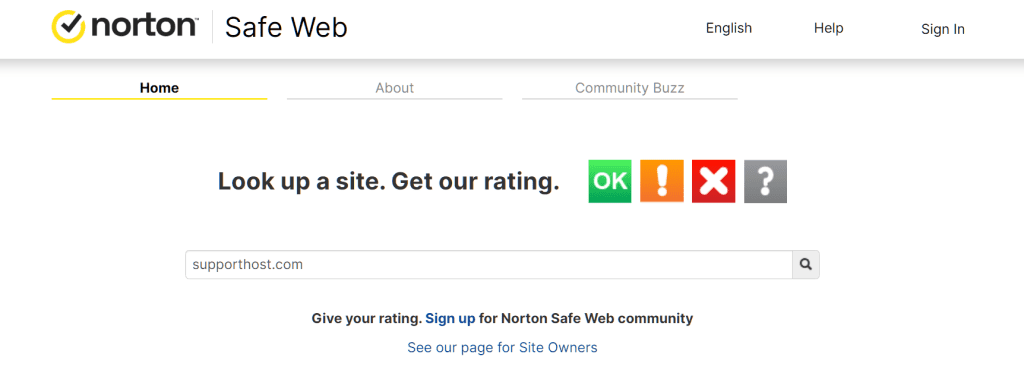 Norton Safe Web Malware Scan