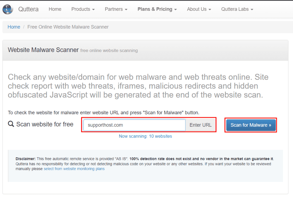 Quttera Malware Scan