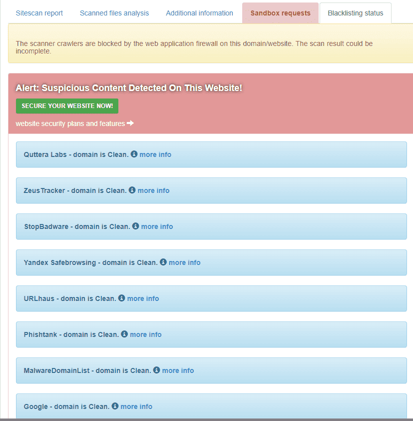 Quttera Scan And Blacklist Check