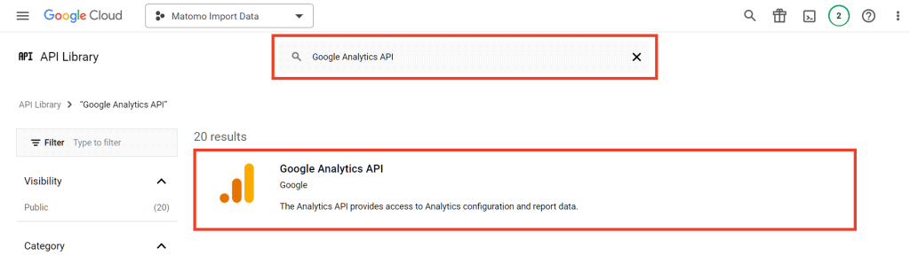 Search Google Analytics Api