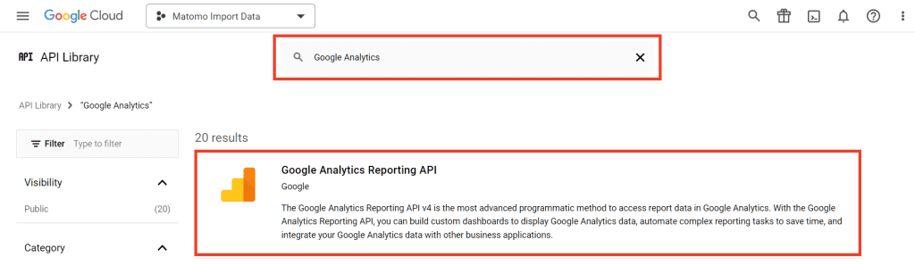 Search Google Analytics Reporting Api
