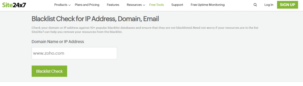 Site 24x7 Blacklist Check Tool