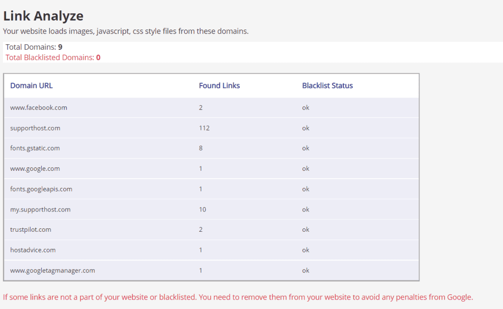 Siteguarding Link Analyze