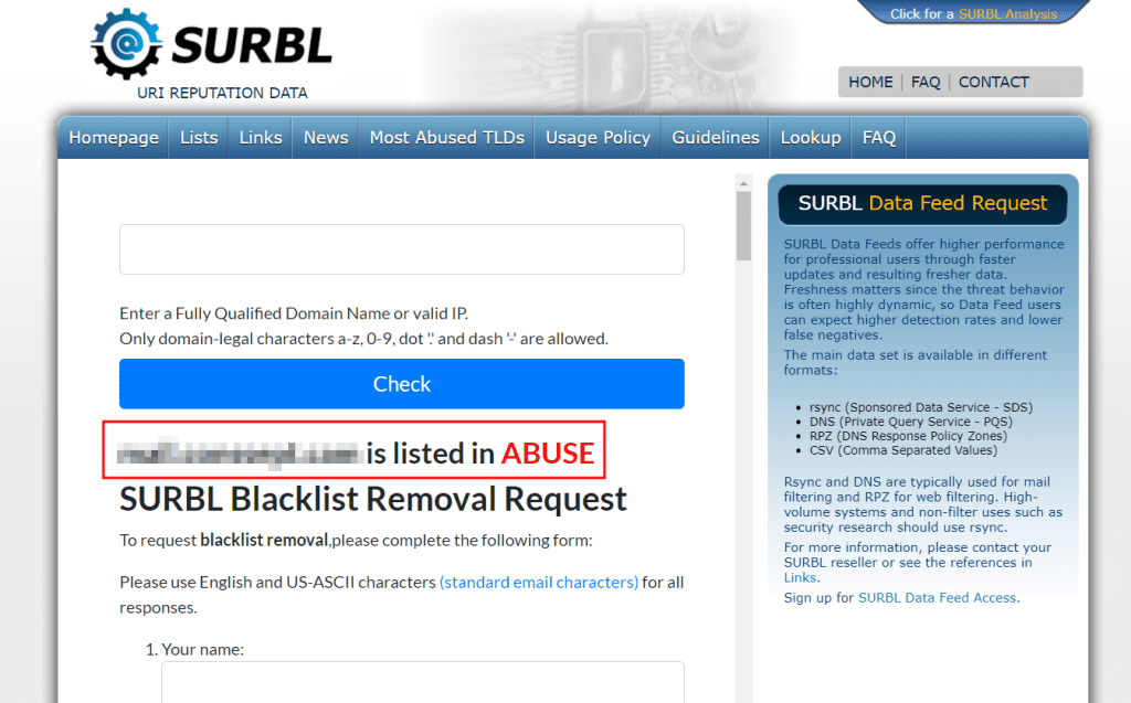Surbl Domain Listed In Blacklist