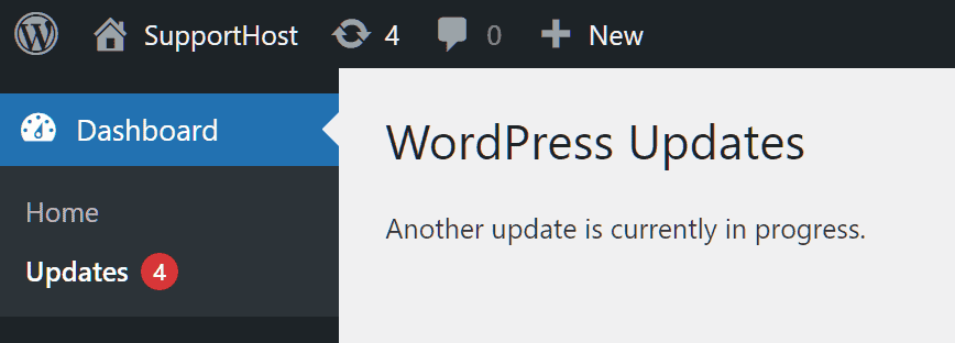 Update WordPress Dashboard Warning